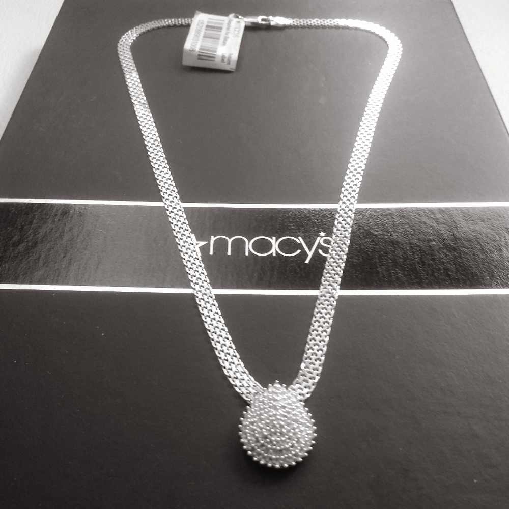 Macy's Diamond and Sterling Silver Necklace NWT